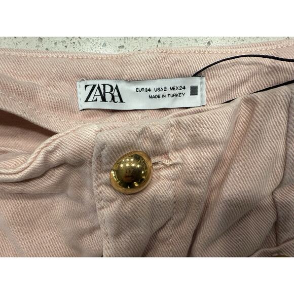 ZARA Wide Leg Cropped Pants Gold Button Detail Size 2 Elegant Chic Minimalist - Picture 7 of 9